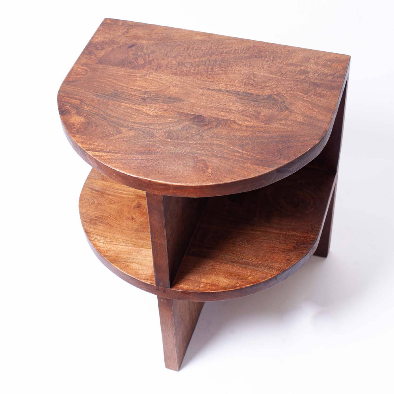 Wooden Curved Side Table With Shelves thumbnails