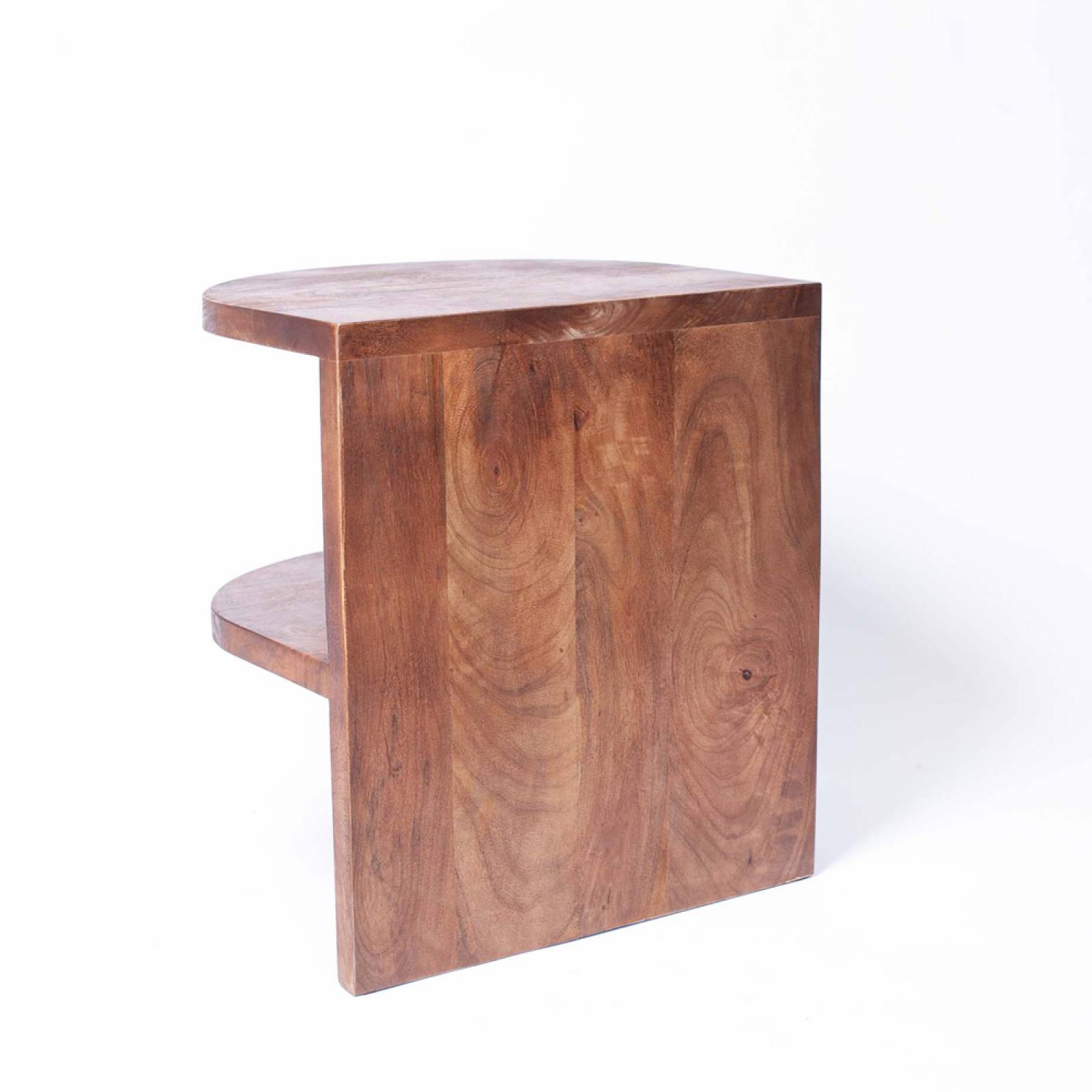 Wooden Curved Side Table With Shelves thumbnails