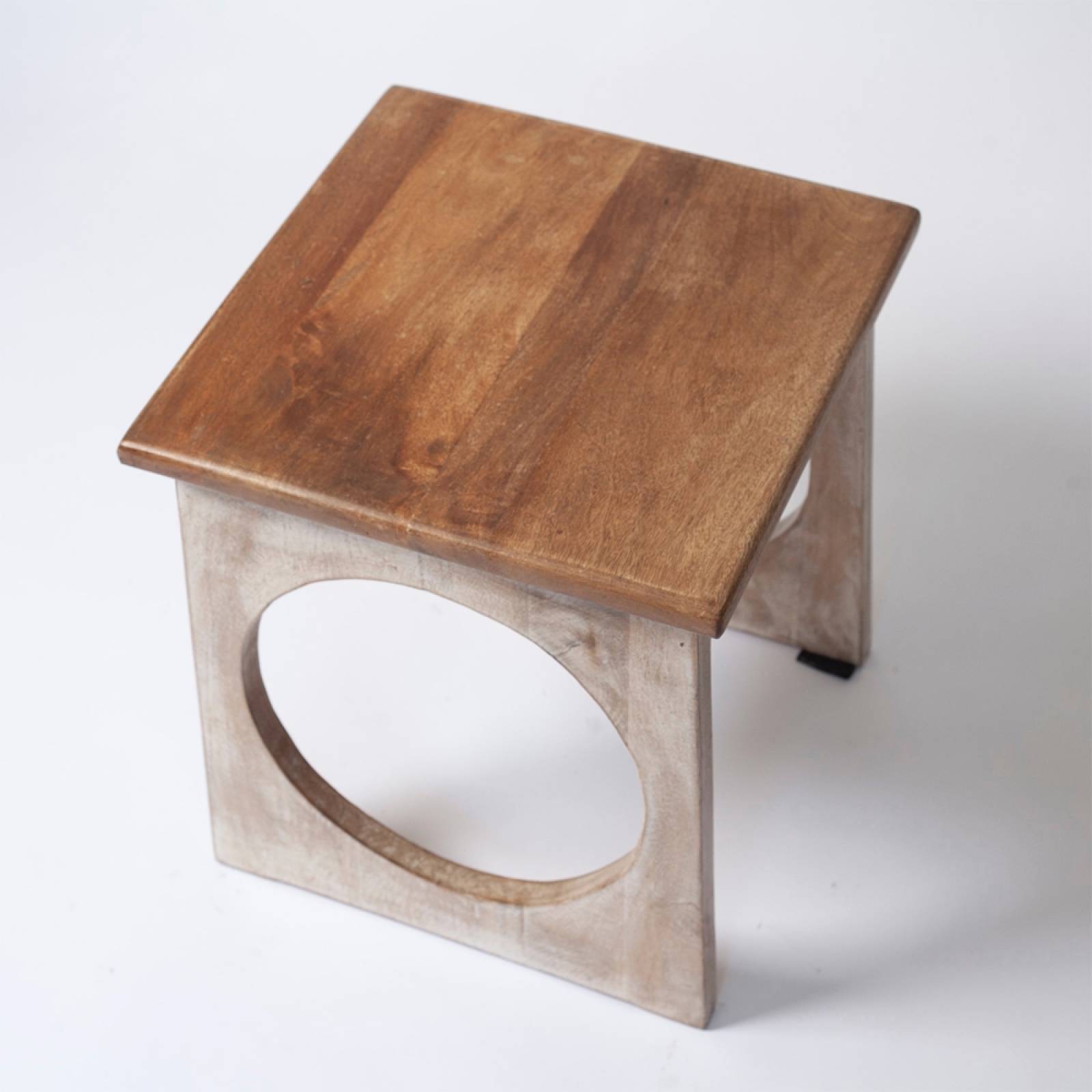Wooden Side Table With Circular Cut Out H:46cm thumbnails