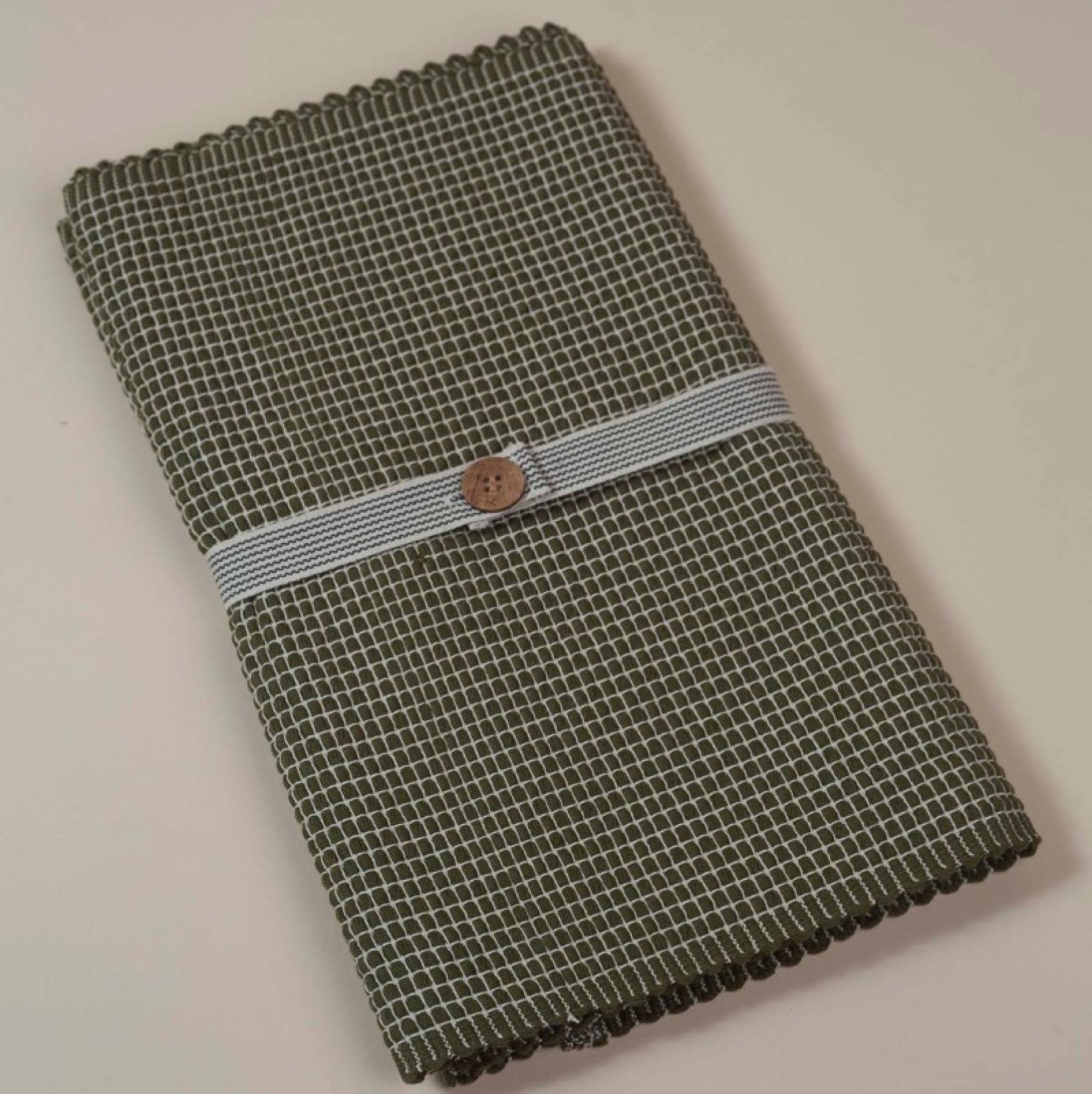 Woven Cotton Table Runner In Olive