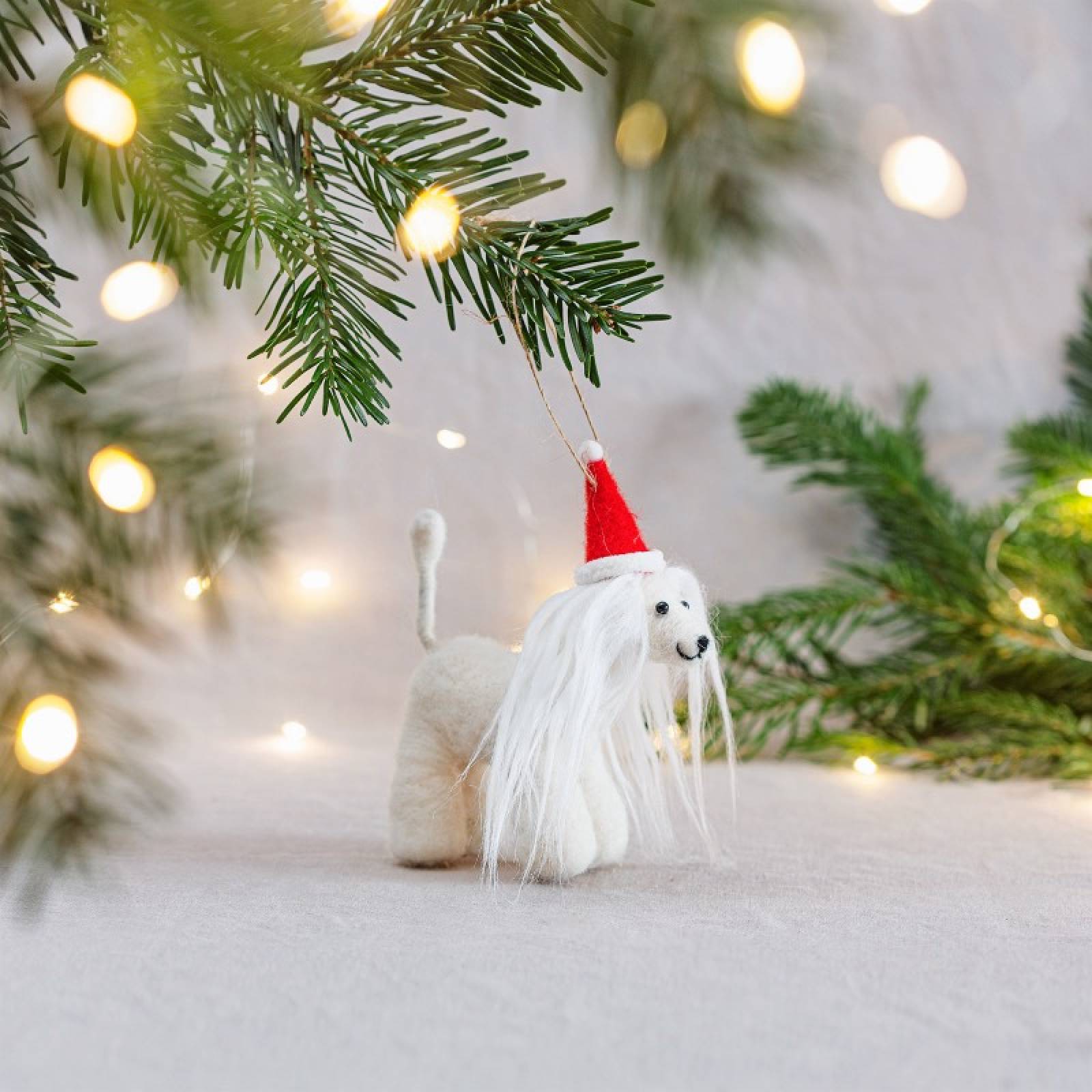 Afghan Hound In Santa Hat Felt Hanging Christmas Decoration thumbnails