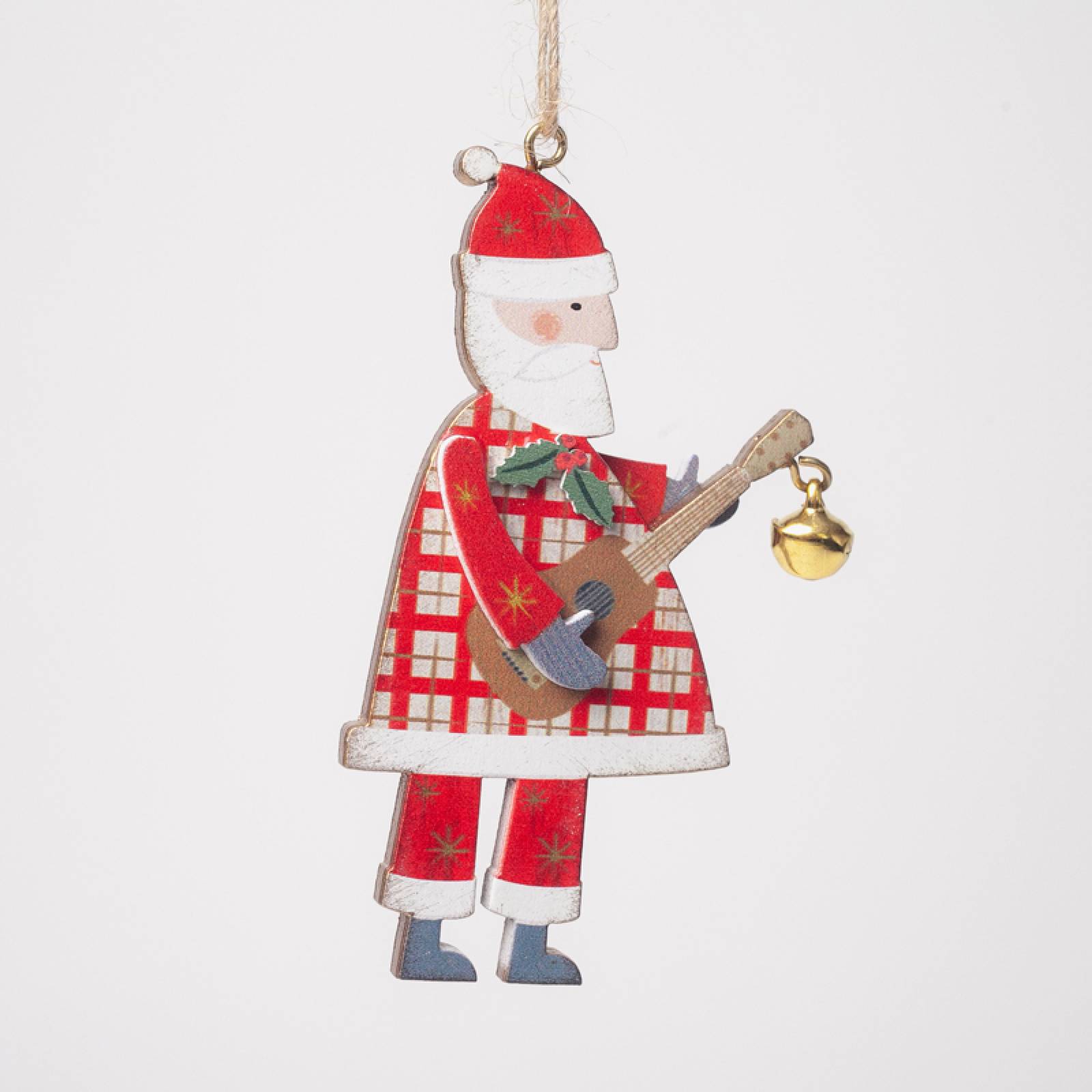 Wooden Santa With Instrument Hanging Christmas Decoration thumbnails