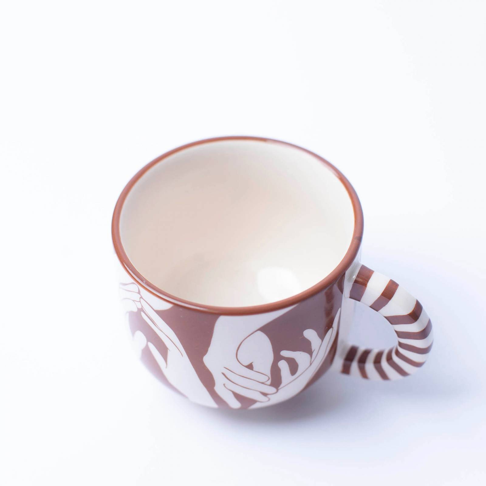 Small Mug With Brown Hand Print & Striped Handle H:6.5cm thumbnails