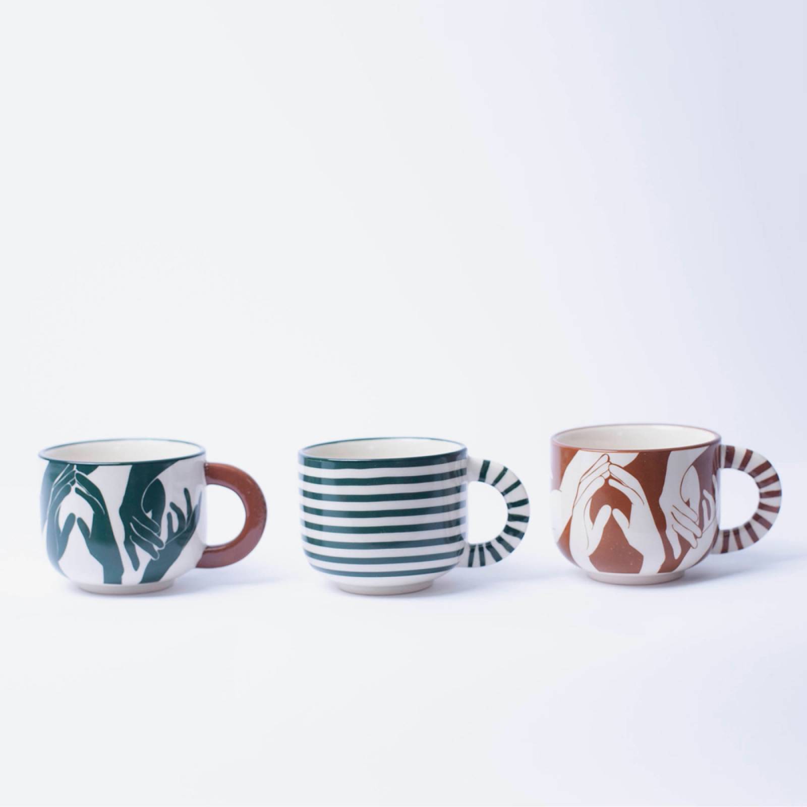 Small Mug With Green Stripe Pattern H:6.5cm thumbnails