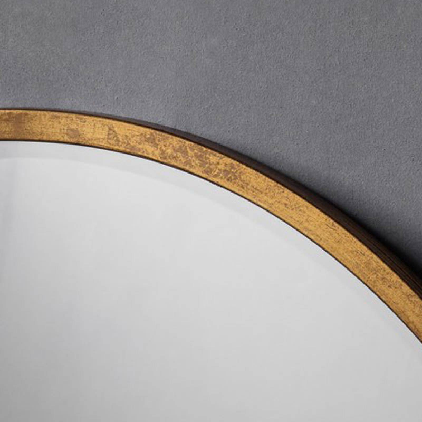 Alex Round Mirror Antiqued Gold Finish 80cm, Round Gold Mirror 80cm