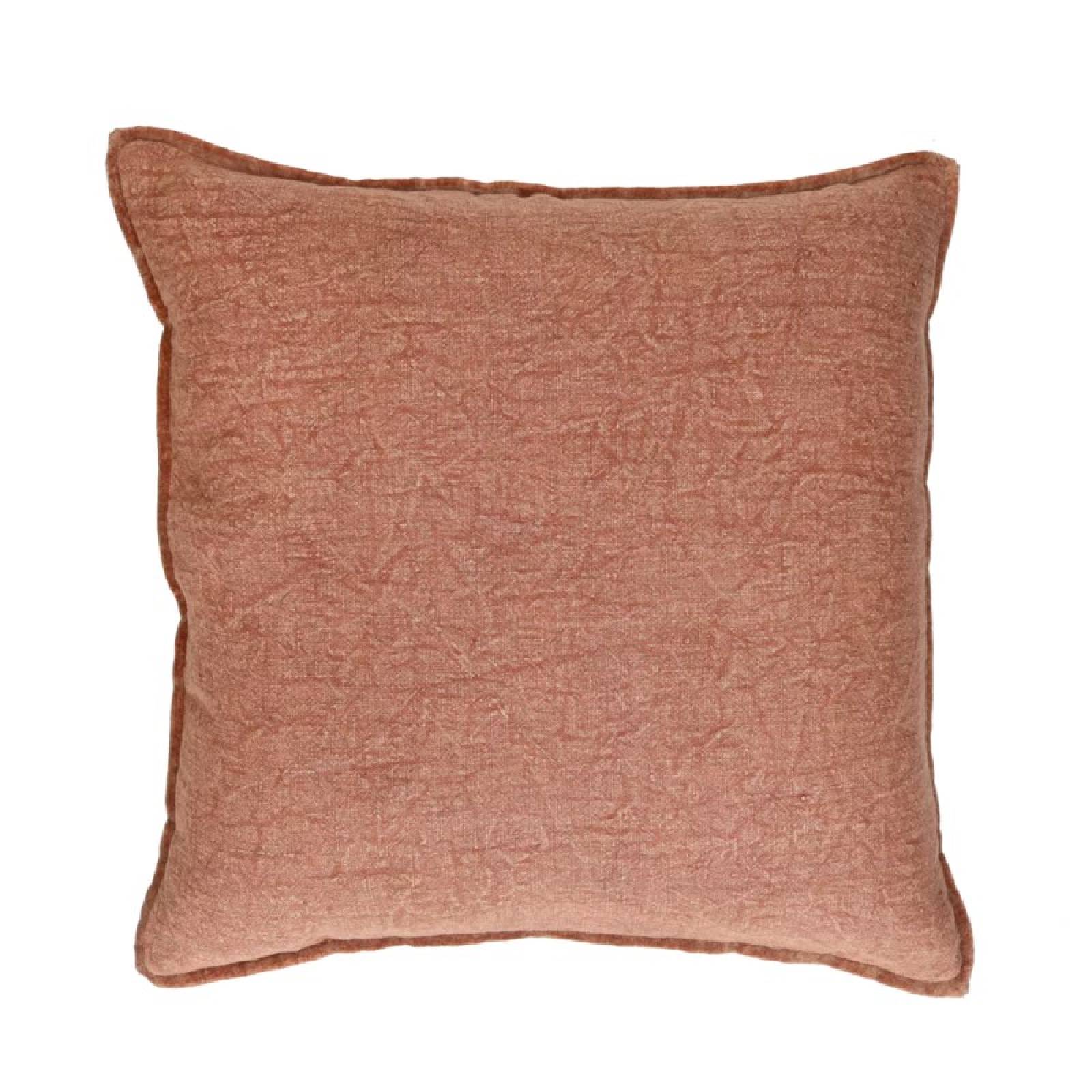 Alpha Square Linen & Velvet Cushion In Cinnamon 45x45