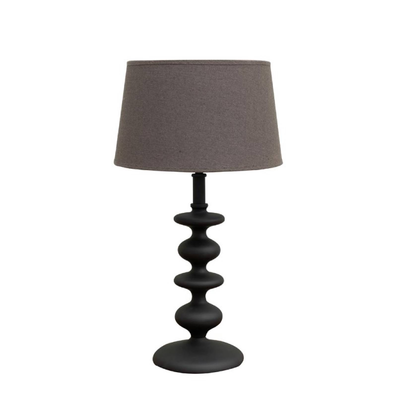 Anello Lamp With Matte Black Finish & Grey Linen Shade