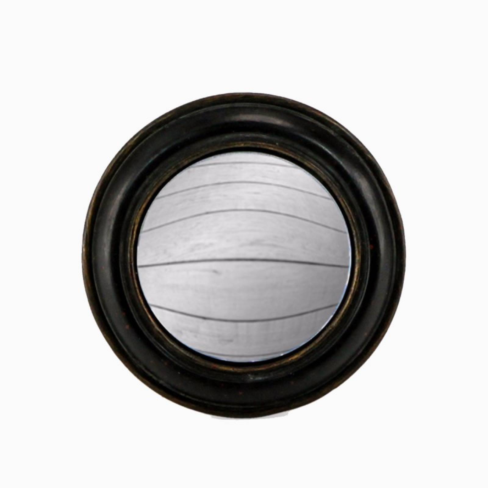 Antiqued Black Rounded Frame Small Convex Mirror D: 14cm