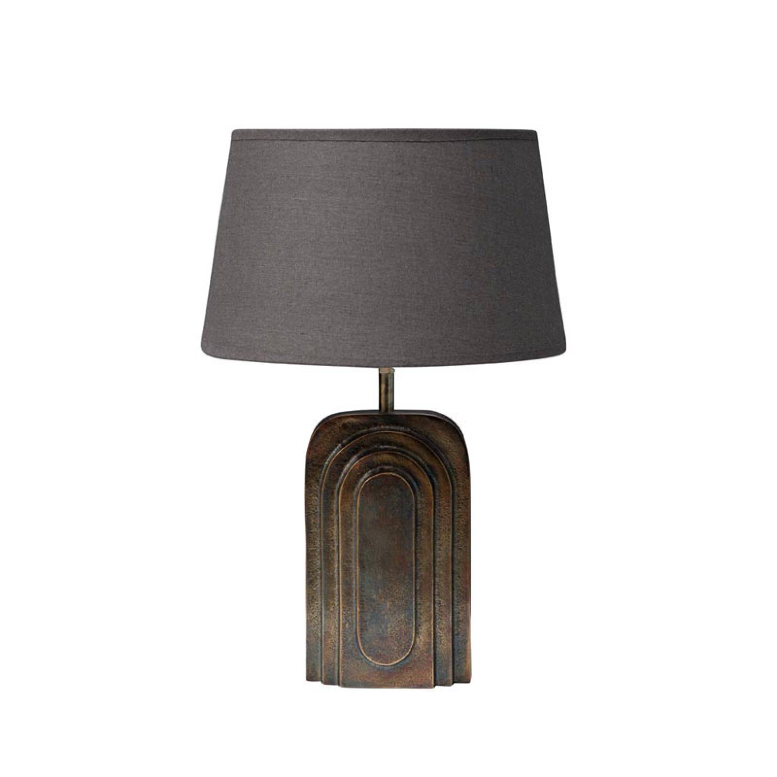 Art Deco Style Metal Gold Lamp WIth Grey Linen Shade