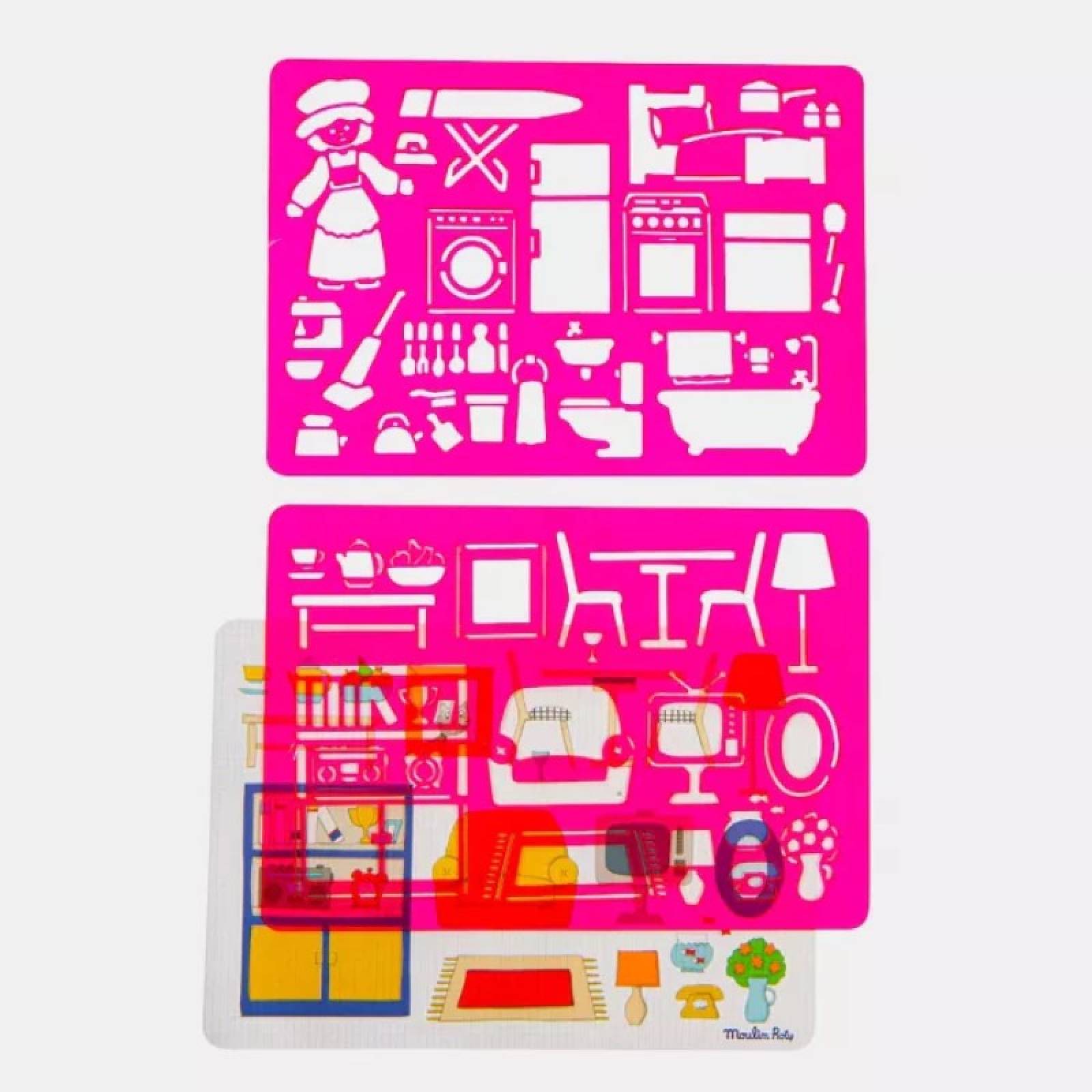 At Home - Drawing Stencils Set By Moulin Roty 4+ thumbnails