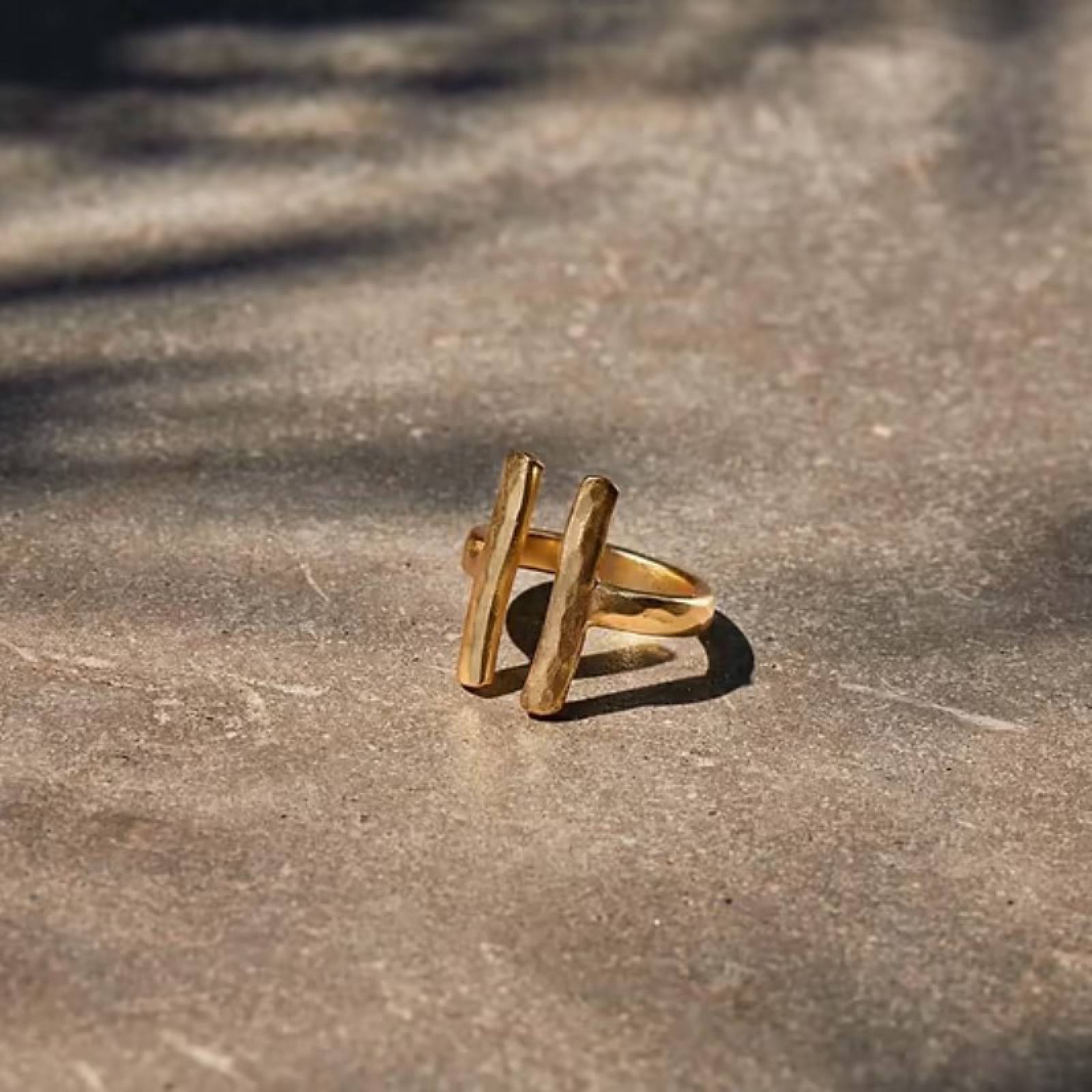 Atili Double Bar Ring In Gold