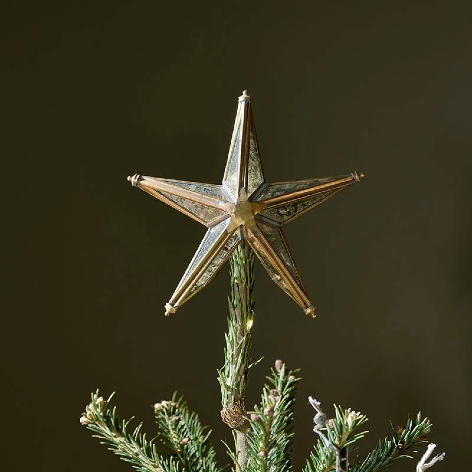 Bakara Star Glass Tree Topper In Antique Brass