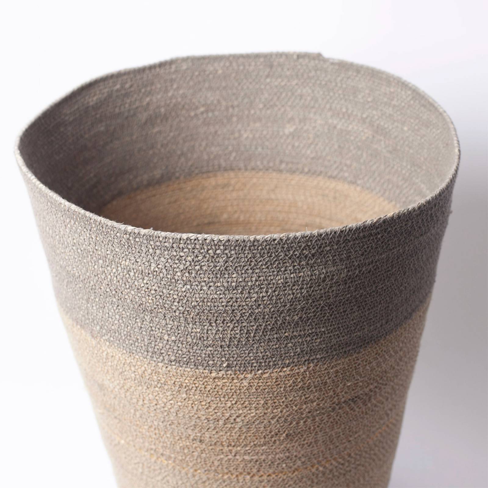 Large Conical Seagrass Basket With Grey Stripes thumbnails