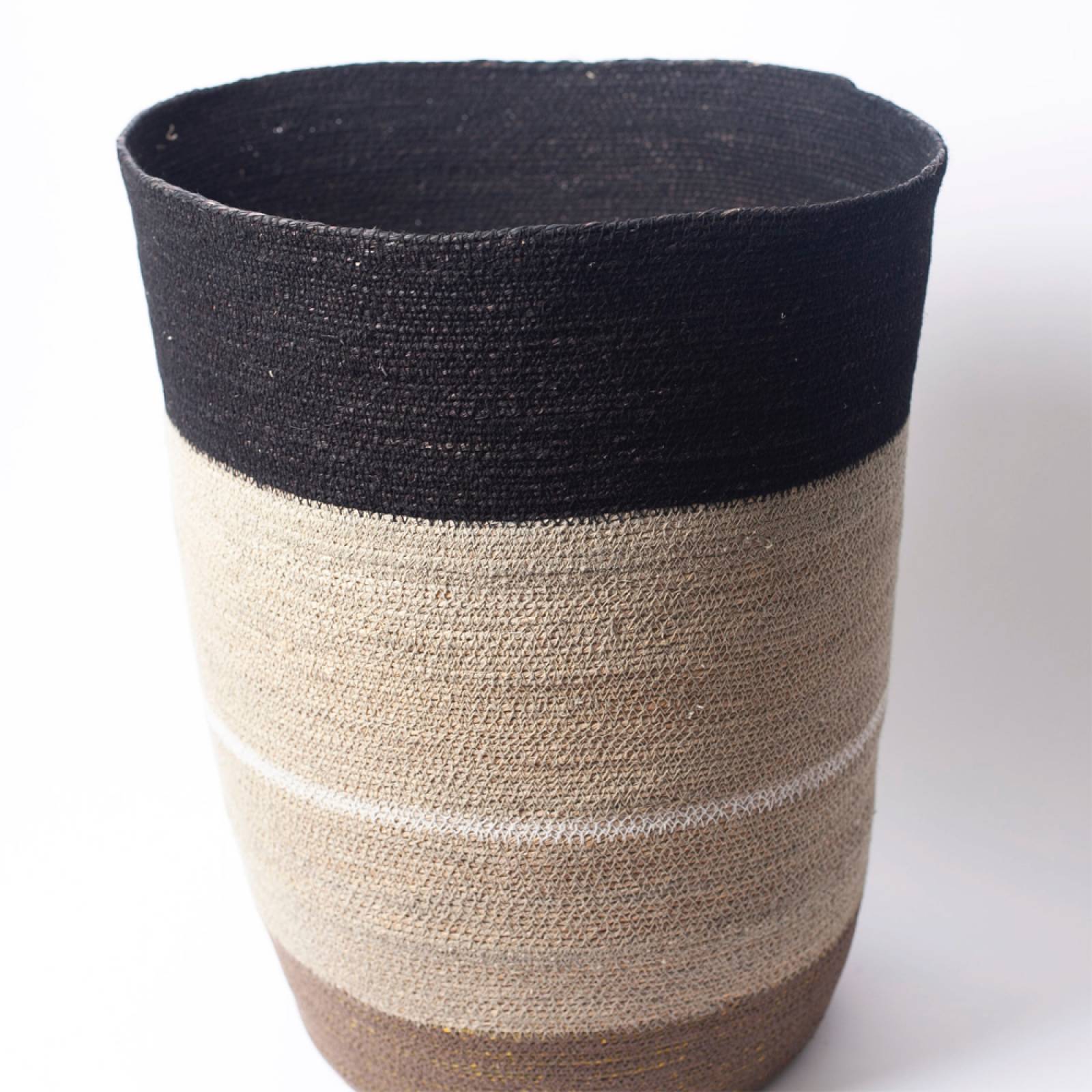 Large Conical Seagrass Basket With Black Stripe Trim thumbnails