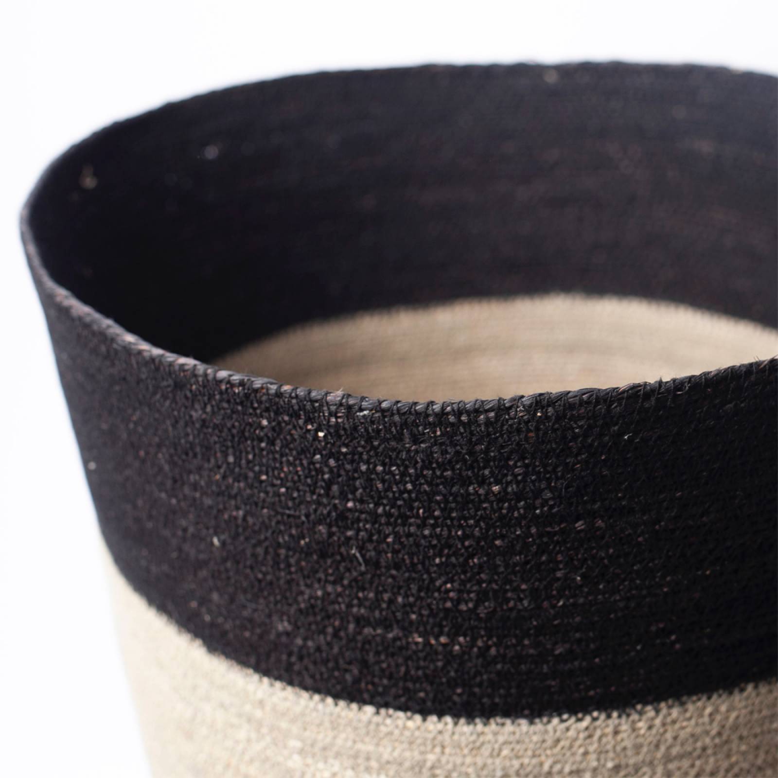 Large Conical Seagrass Basket With Black Stripe Trim thumbnails