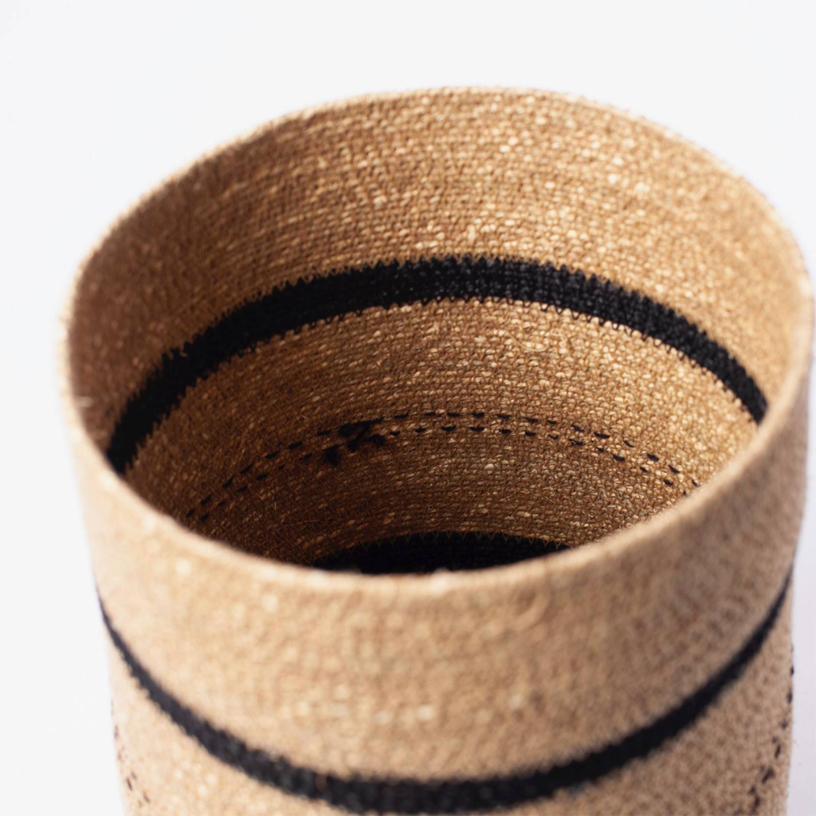 Medium Tapered Seagrass Basket With Black Stripes thumbnails