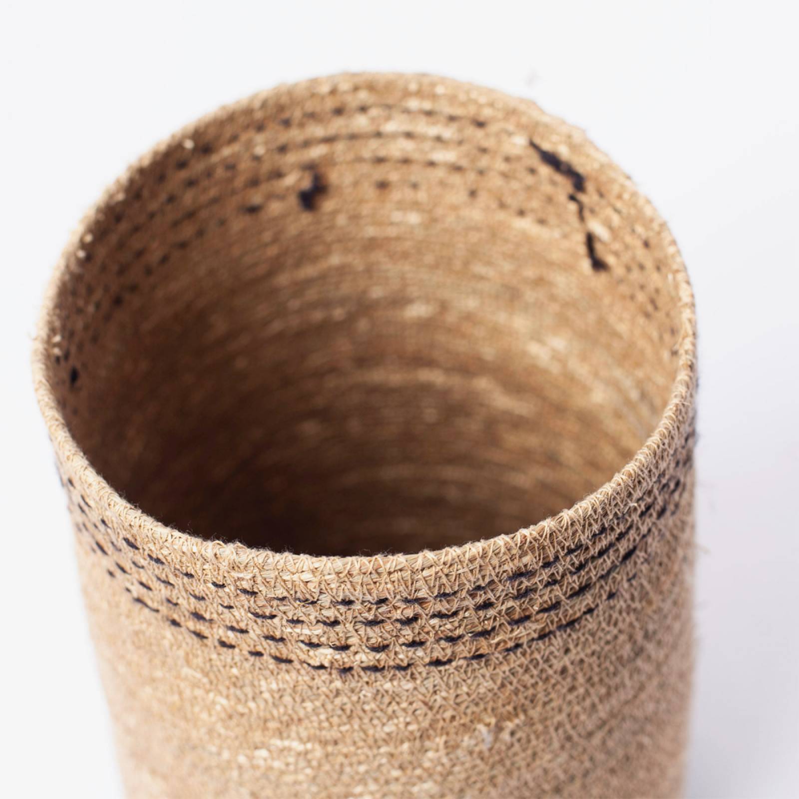 Small Tapered Seagrass Basket With Black Stitching thumbnails