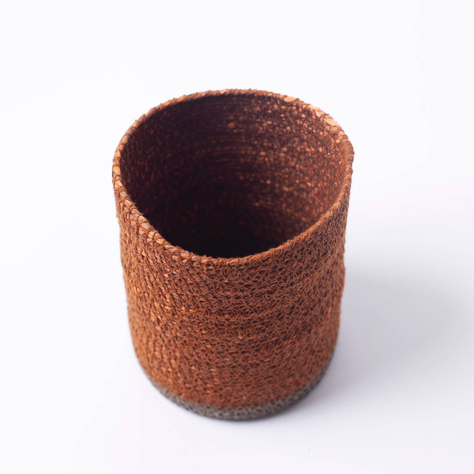 Small Seagrass Basket With In Orange With Grey Stripe thumbnails