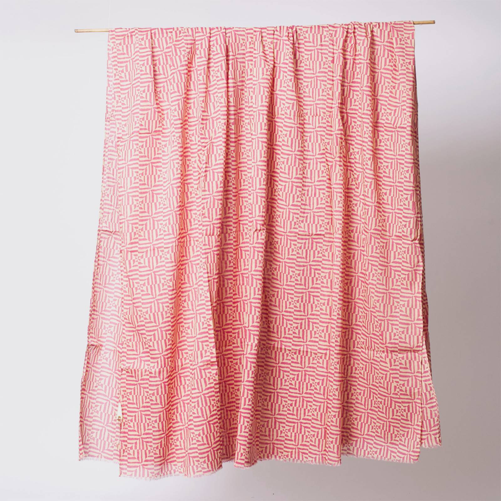 Cotton Scarf/ Sarong In Pink Geometric Print thumbnails