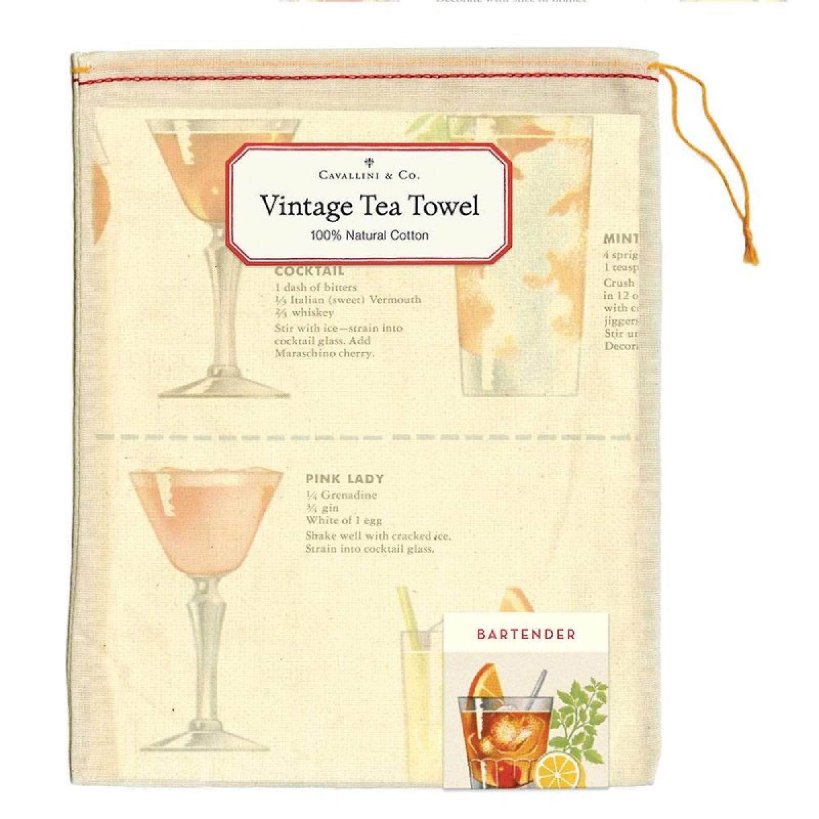 Bartender's Guide Cotton Tea Towel With Gift Bag thumbnails