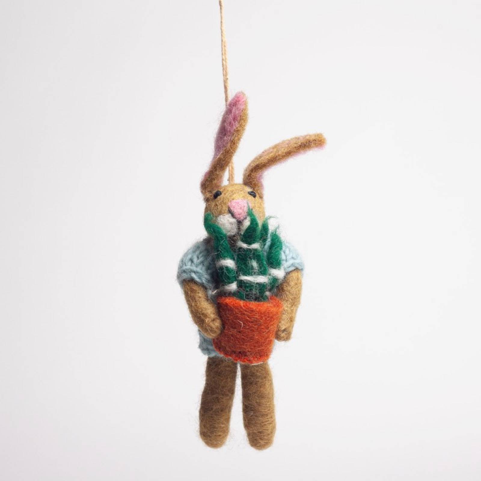 Benjamin the Bunny Houseplant - Handmade Felt Hanging Decoration