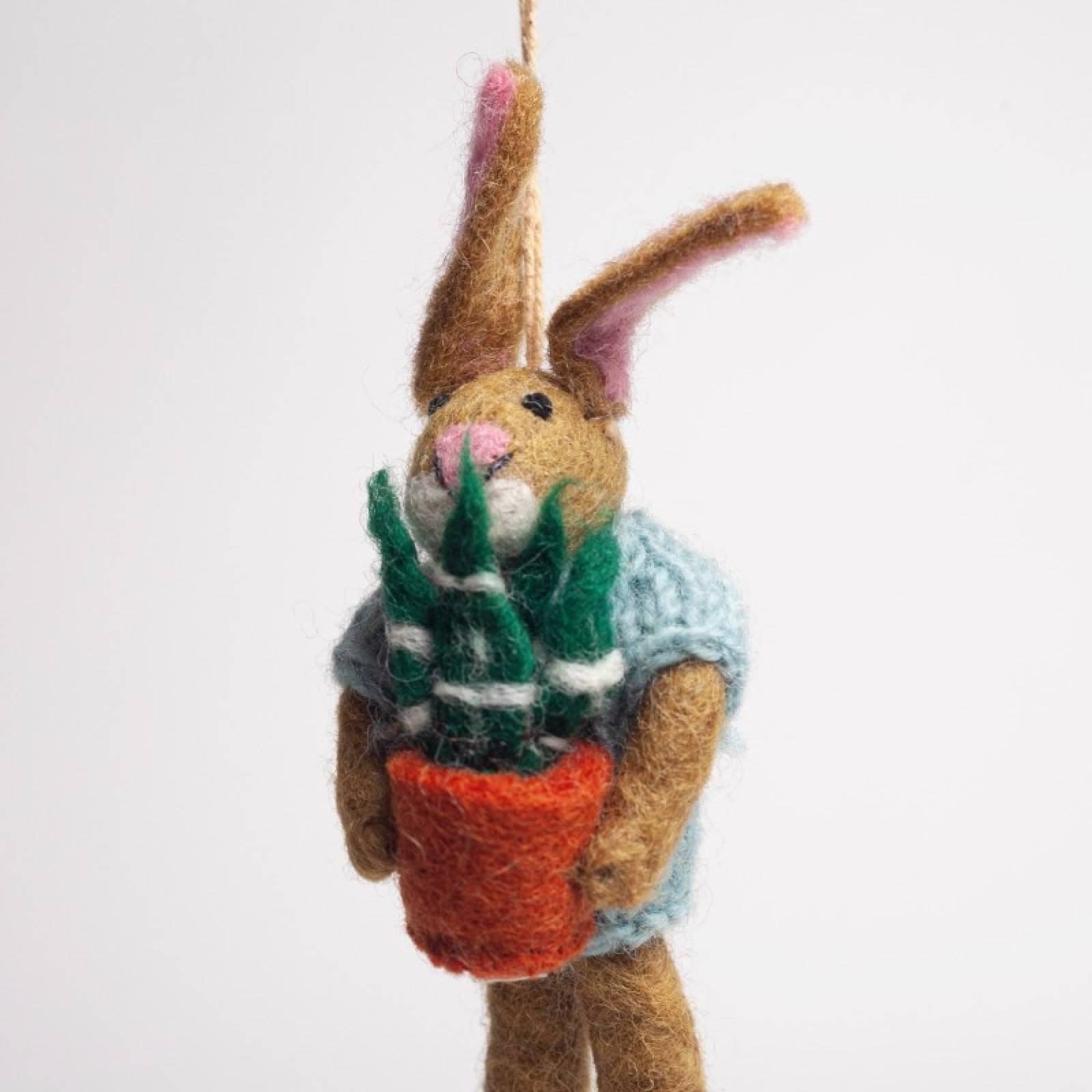 Benjamin the Bunny Houseplant - Handmade Felt Hanging Decoration thumbnails