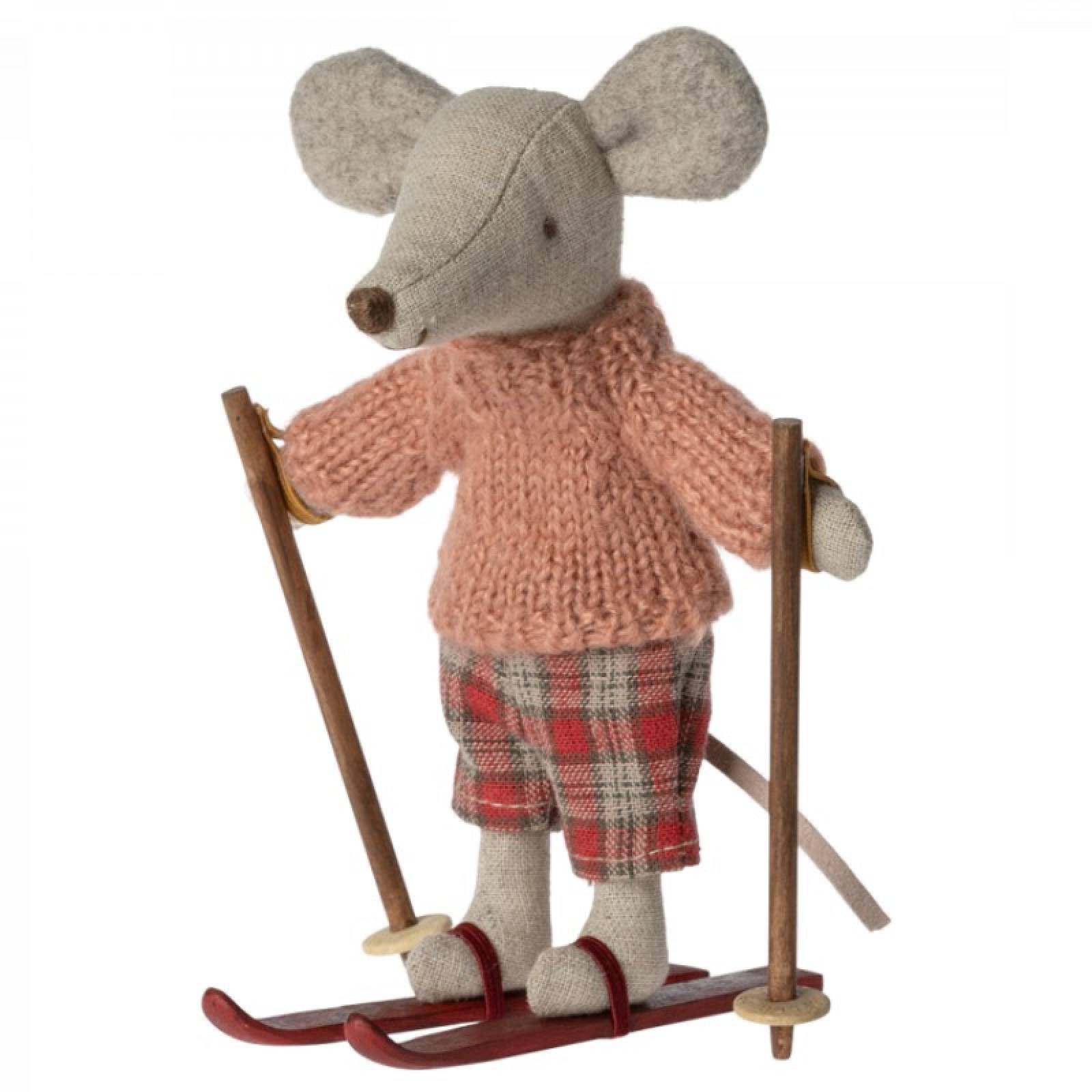 Big Sister Winter Mouse With Skis Soft Toy By Maileg 3+