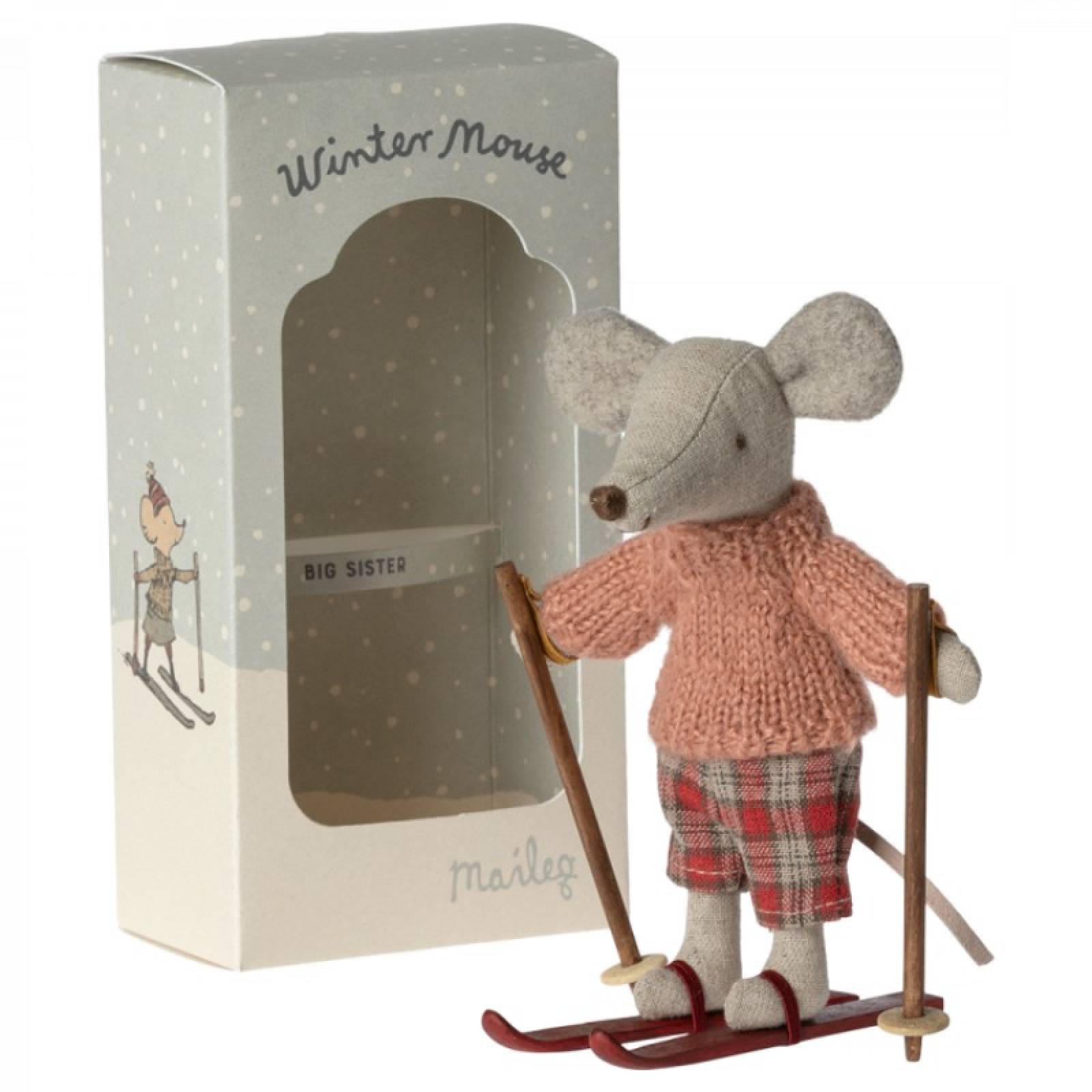 Big Sister Winter Mouse With Skis Soft Toy By Maileg 3+ thumbnails