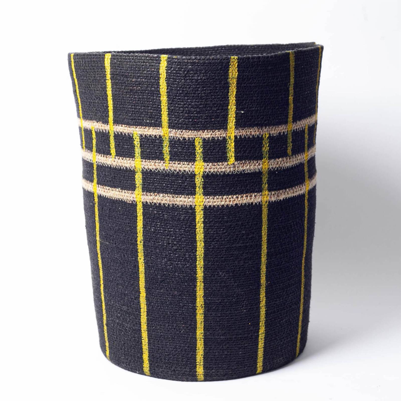 Black Seagrass Basket With Lines