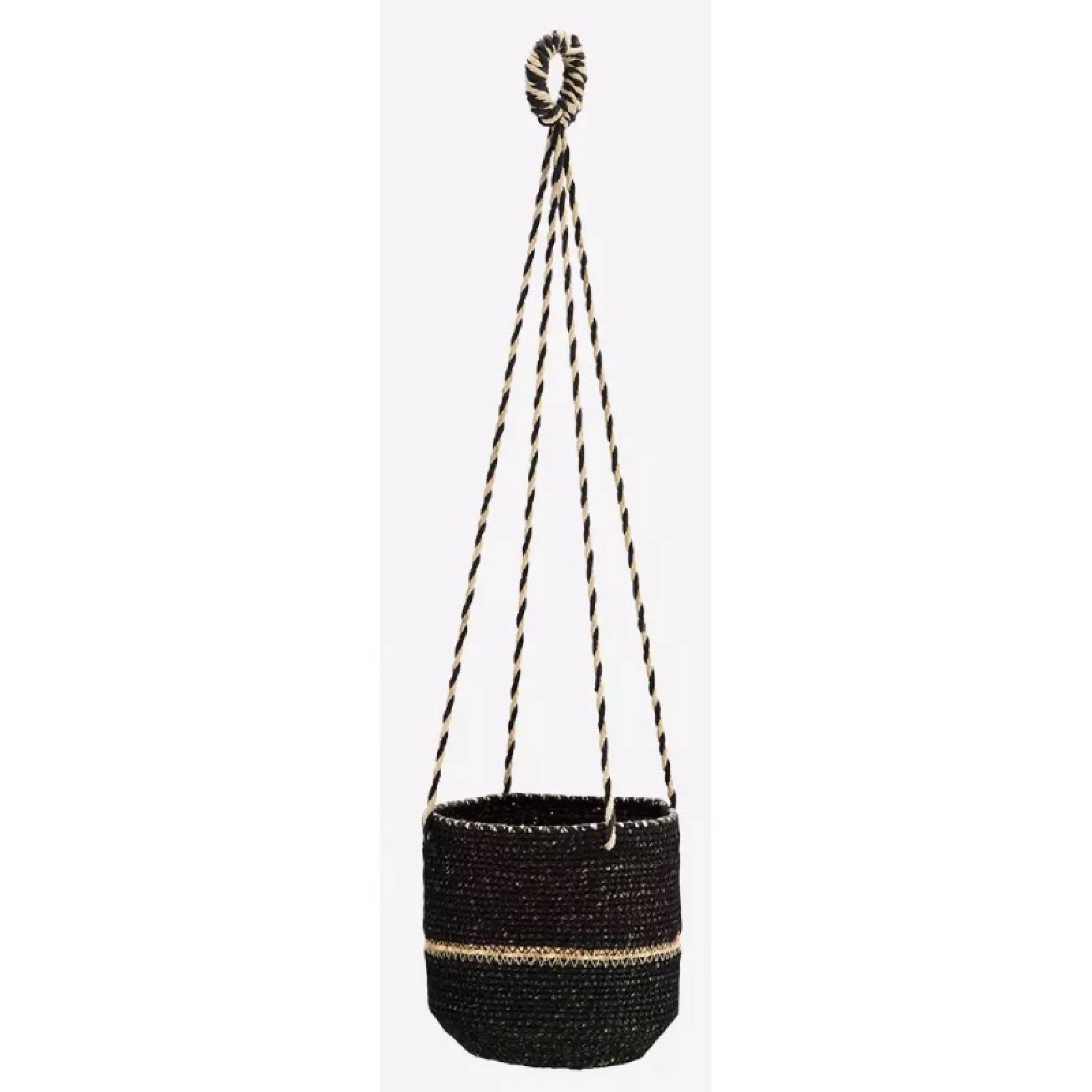 Black Seagrass Hanging Basket 14x14cm thumbnails