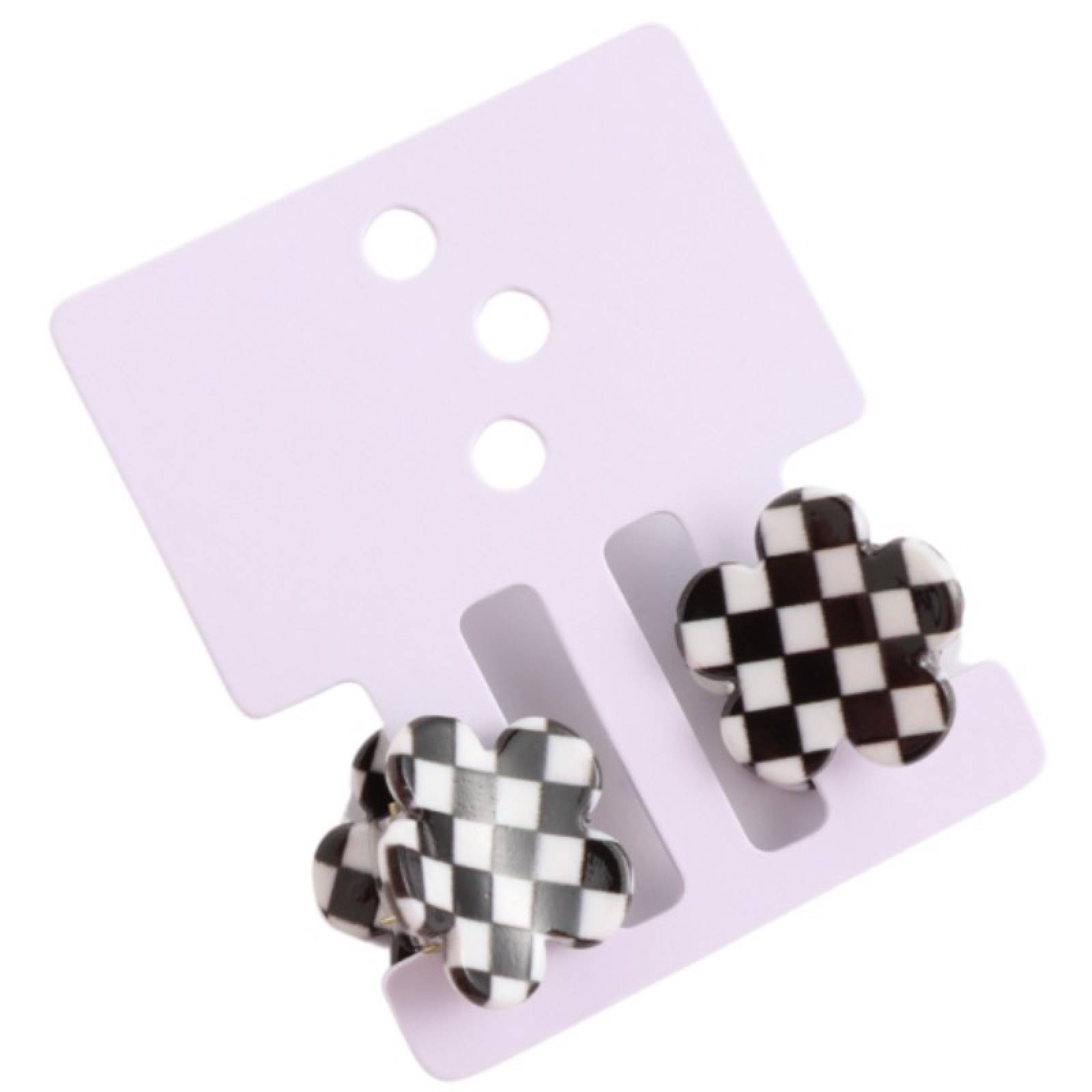 Black & White Check Flower - Pair Of Claw Hair Clips