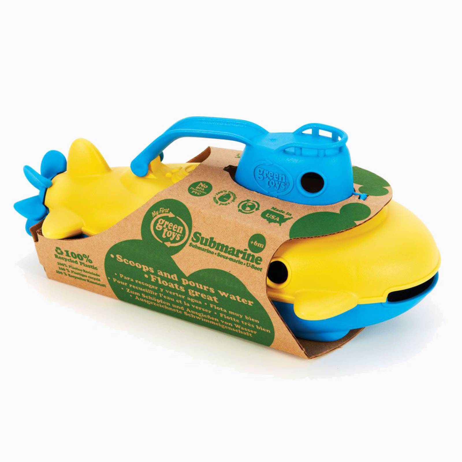 Yellow Submarine With Blue Handle By Green Toys 6m+ thumbnails