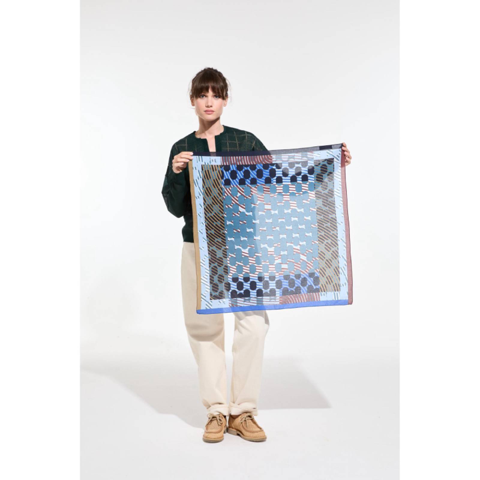 Blue Pollen Square Cotton Scarf thumbnails