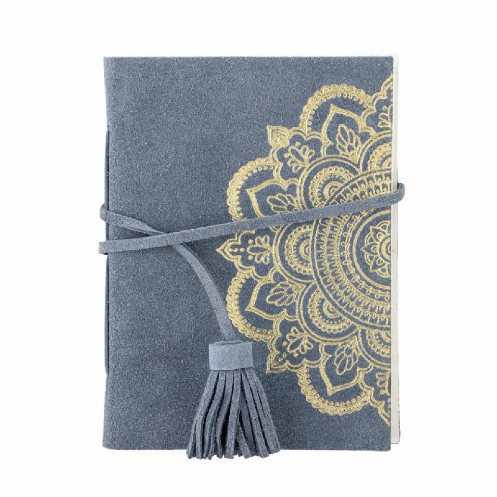 Blue Suede Notebook With Embossed Cover