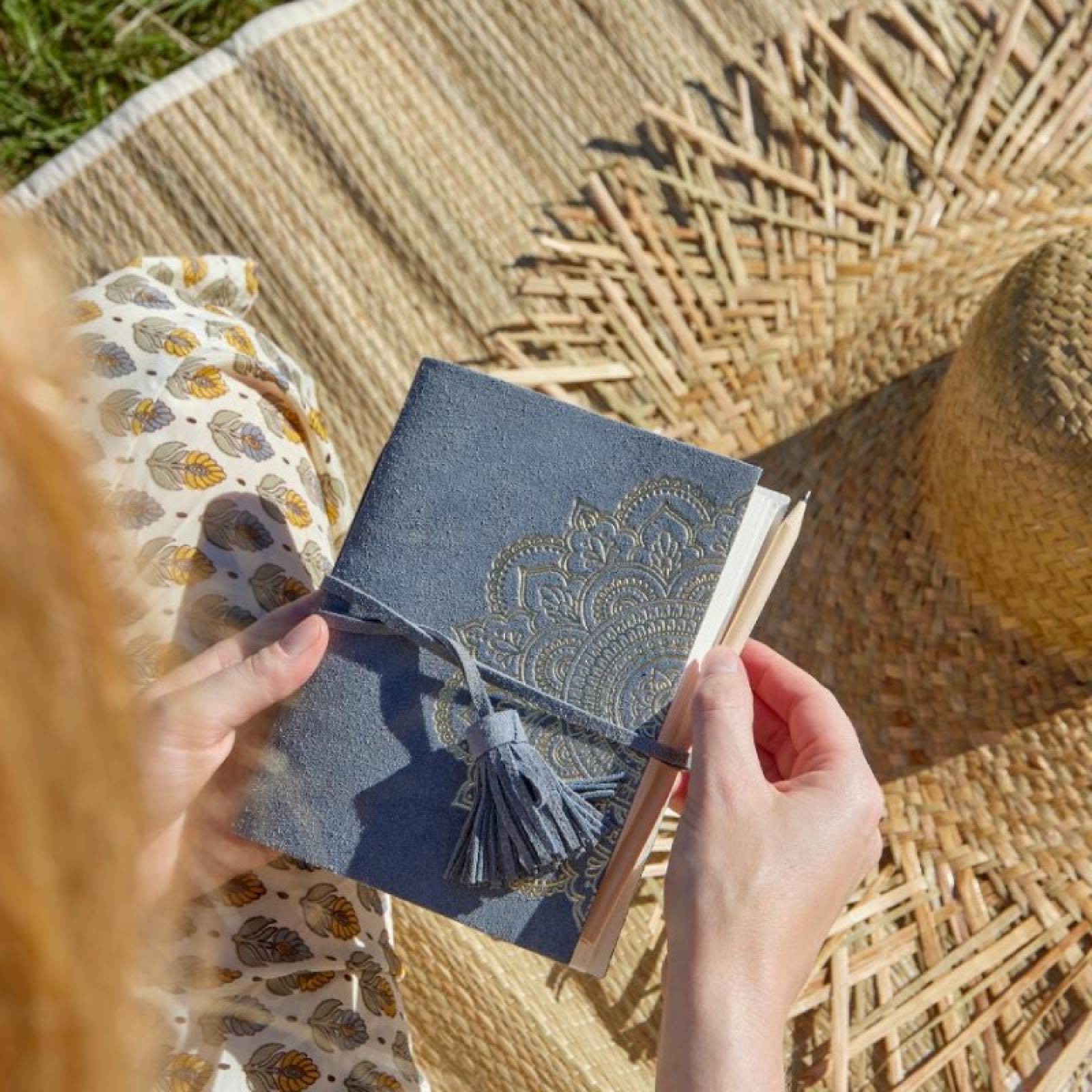 Blue Suede Notebook With Embossed Cover thumbnails