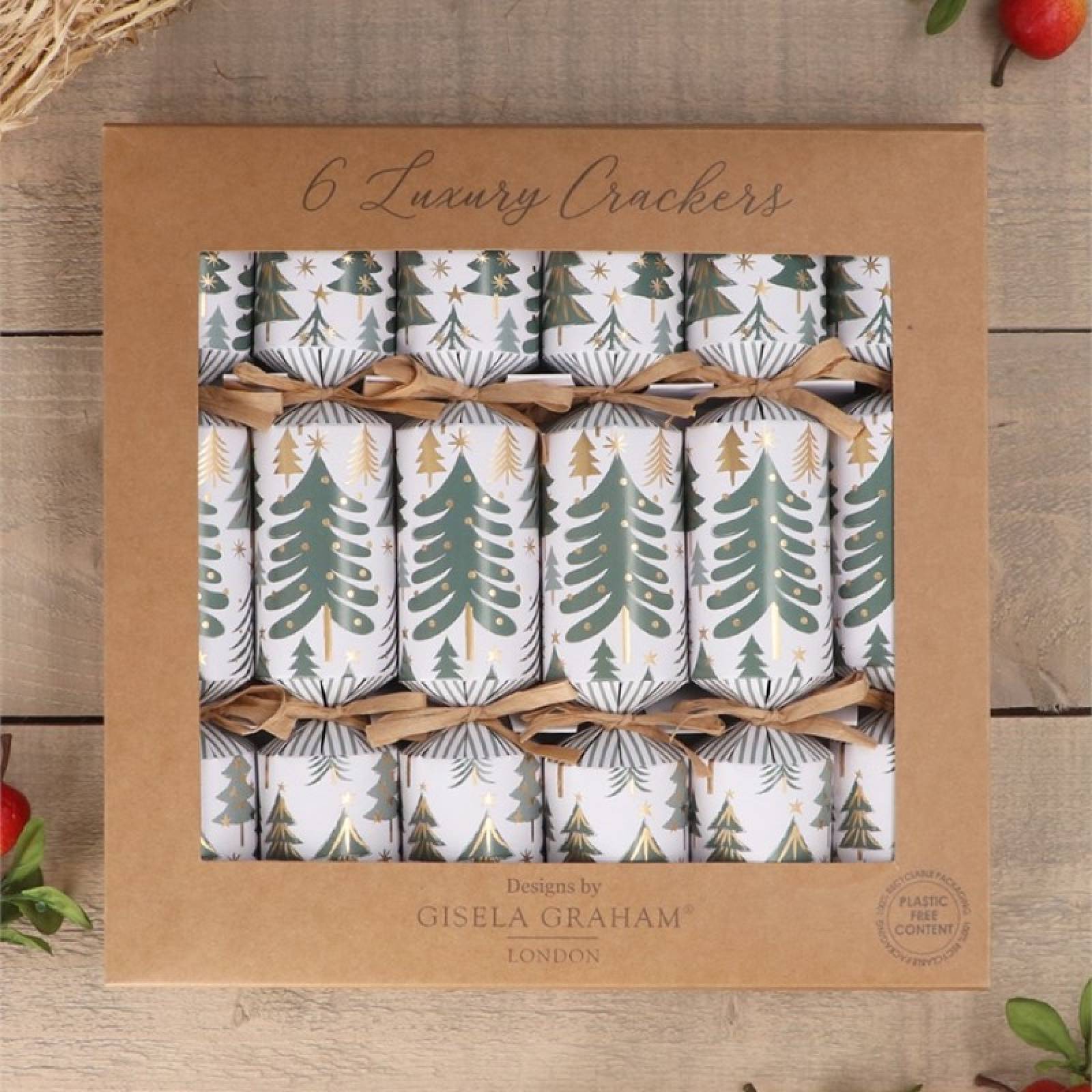 Box Of 6 Christmas Crackers - New England Trees