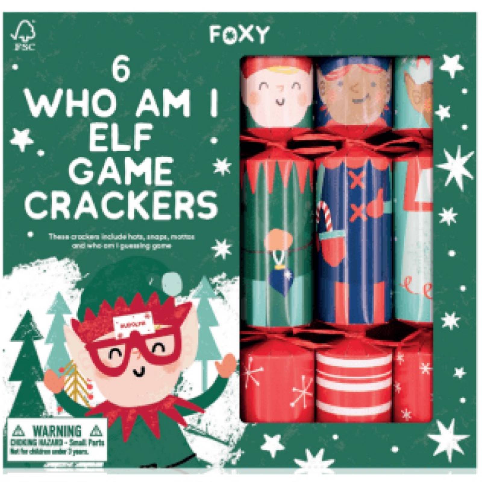 Box Of 6 Elf Who Am I Game Christmas Crackers