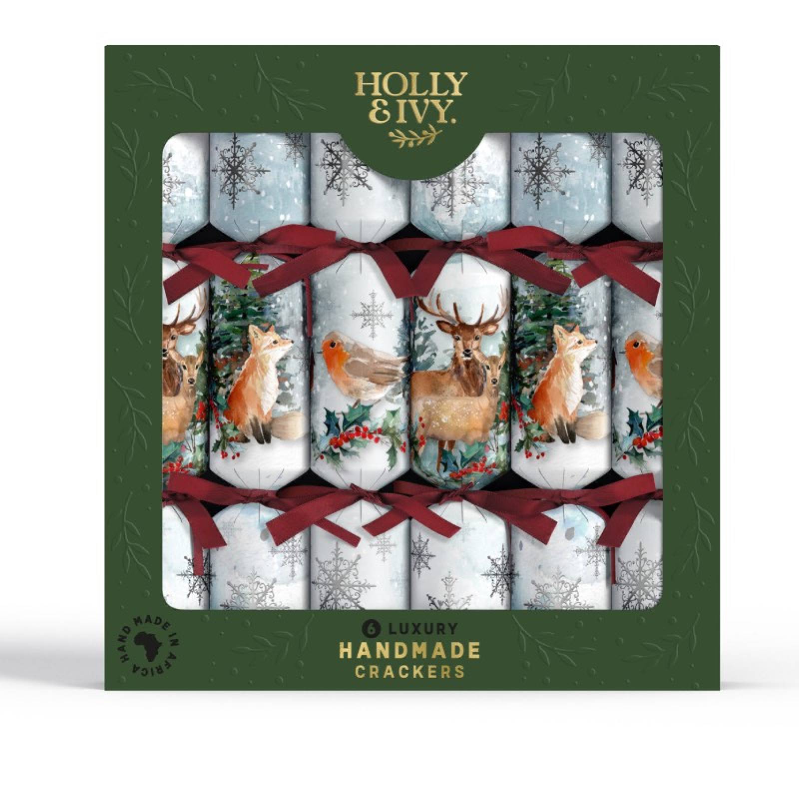 Box Of 6 Luxury Christmas Crackers - Winter Wonderland