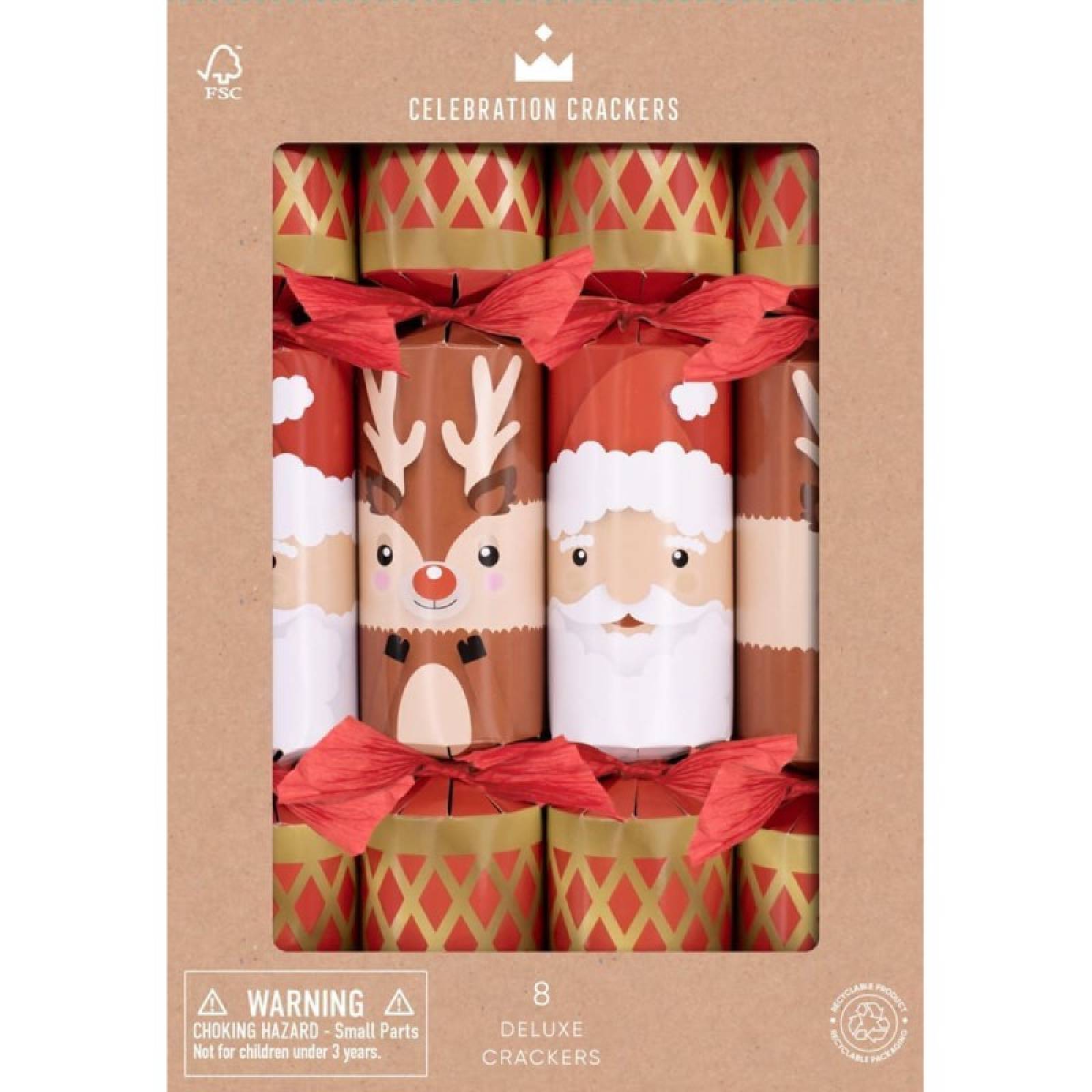 Box Of 8 Santa & Reindeer Christmas Crackers