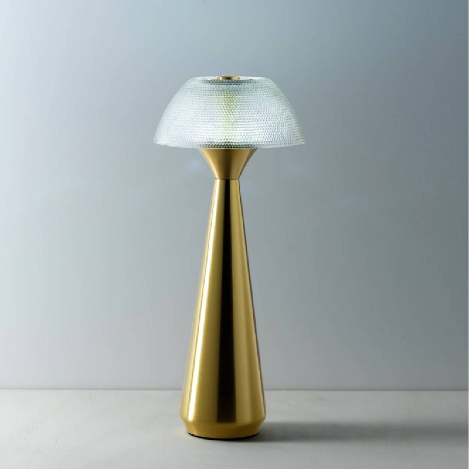 Brass Rechargeable Table Lamp with Textured Shade thumbnails