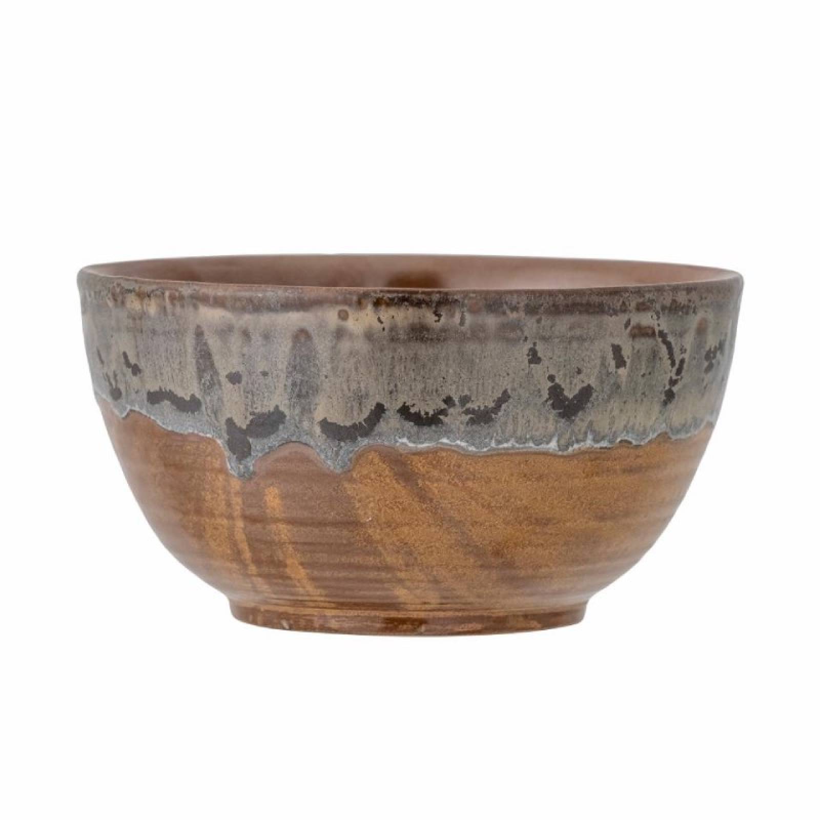 Brown Stoneware Bowl With Two Tone Glaze
