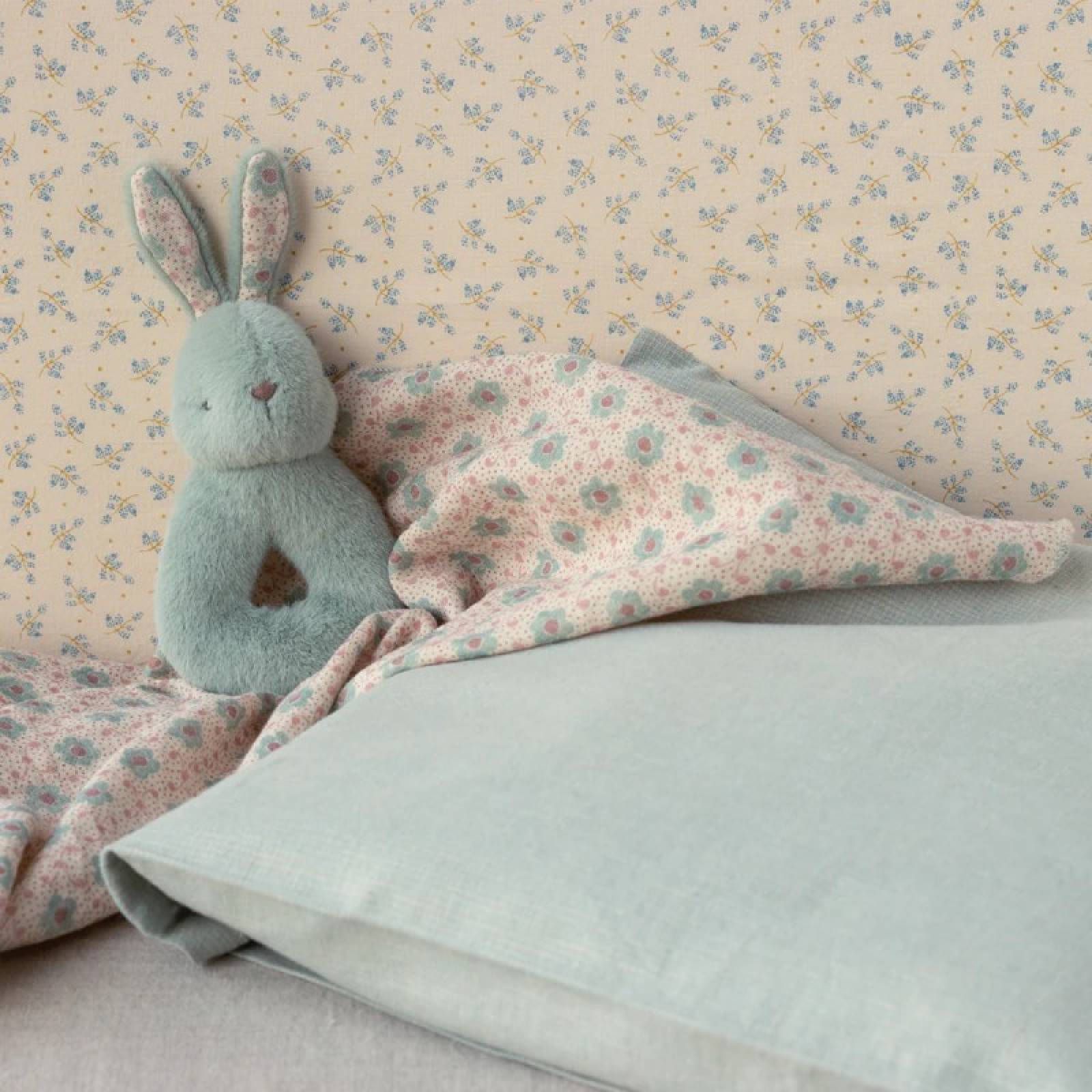 Rabbit Rattle & Cloth Set In Mint By Maileg thumbnails