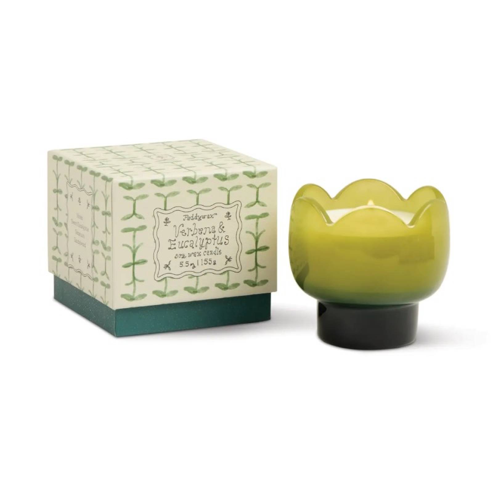 Candle In Tulip Shaped Glass Votive - Verbena & Lemongrass