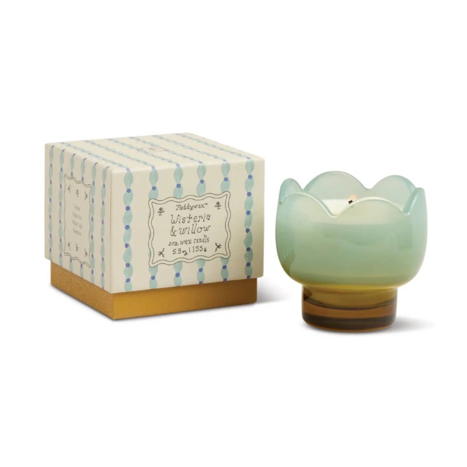 Candle In Tulip Shaped Glass Votive - Wisteria & Willow