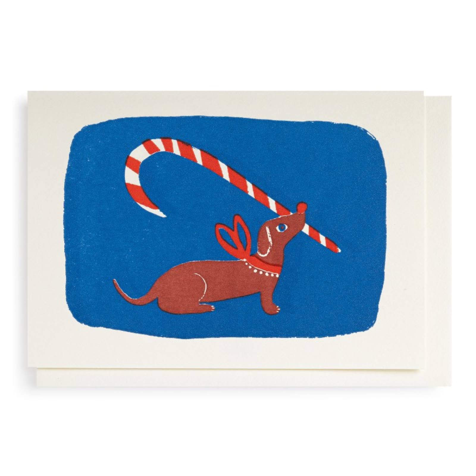 Candy Cane Dog - Mini Single Christmas Card