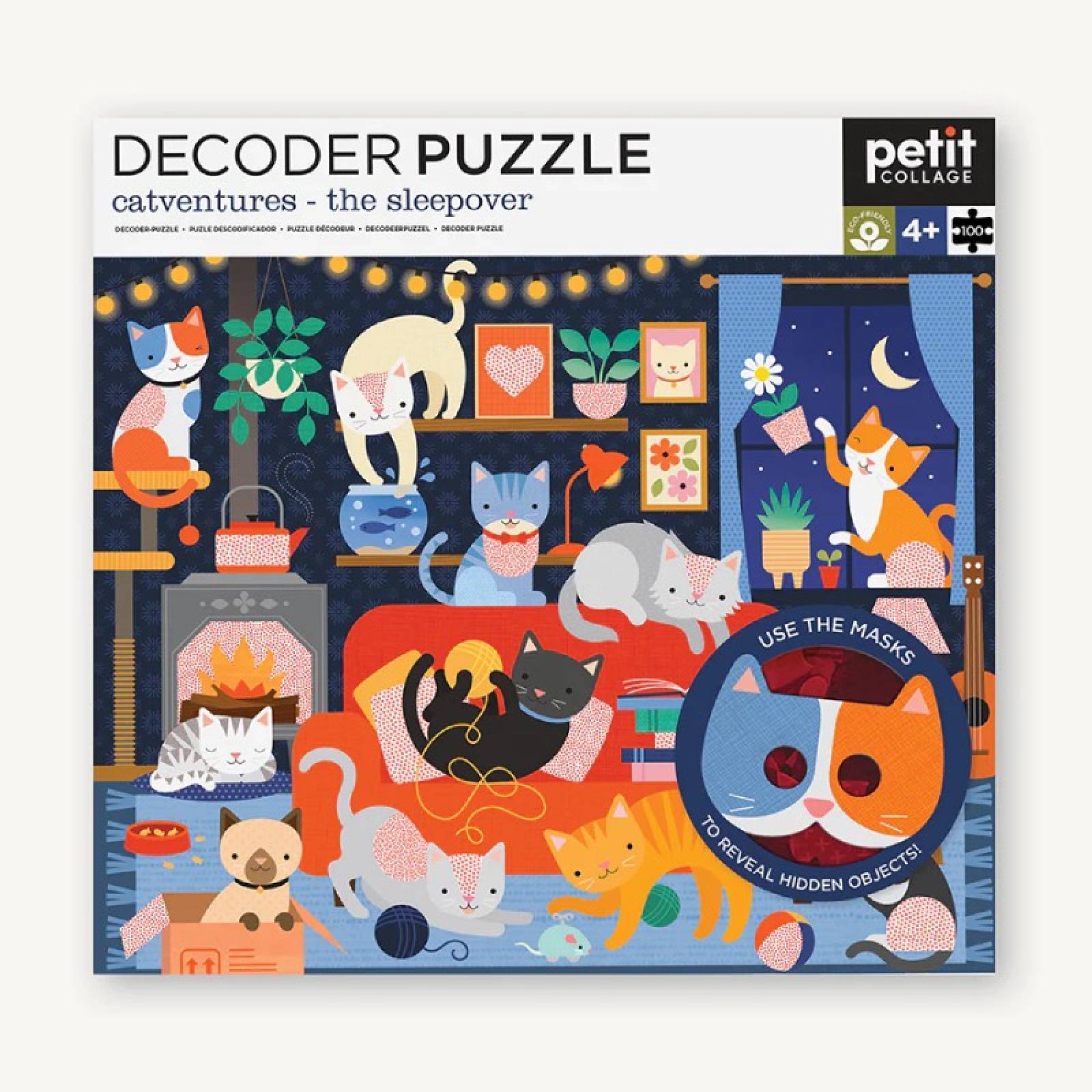 Catventures: The Sleepover - Decoder Puzzle By Petit Collage 4+