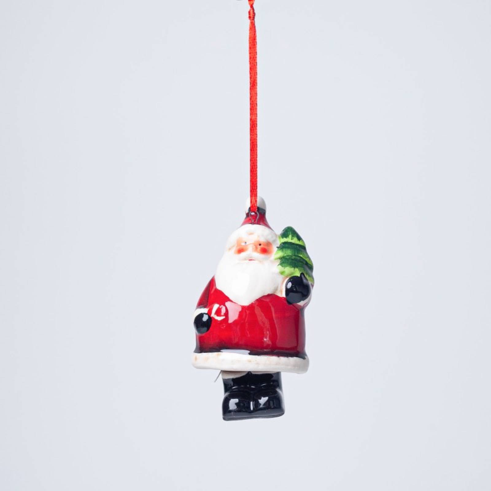 Ceramic Santa With Tree Hanging Christmas Decoration