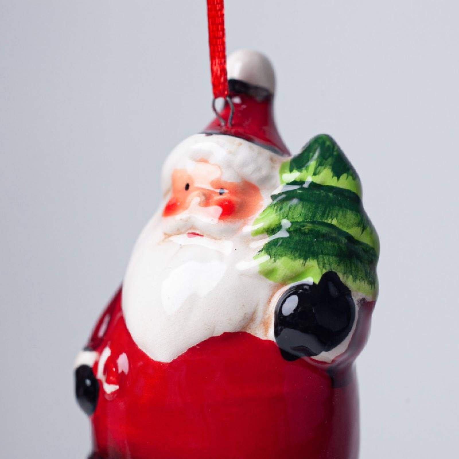 Ceramic Santa With Tree Hanging Christmas Decoration thumbnails