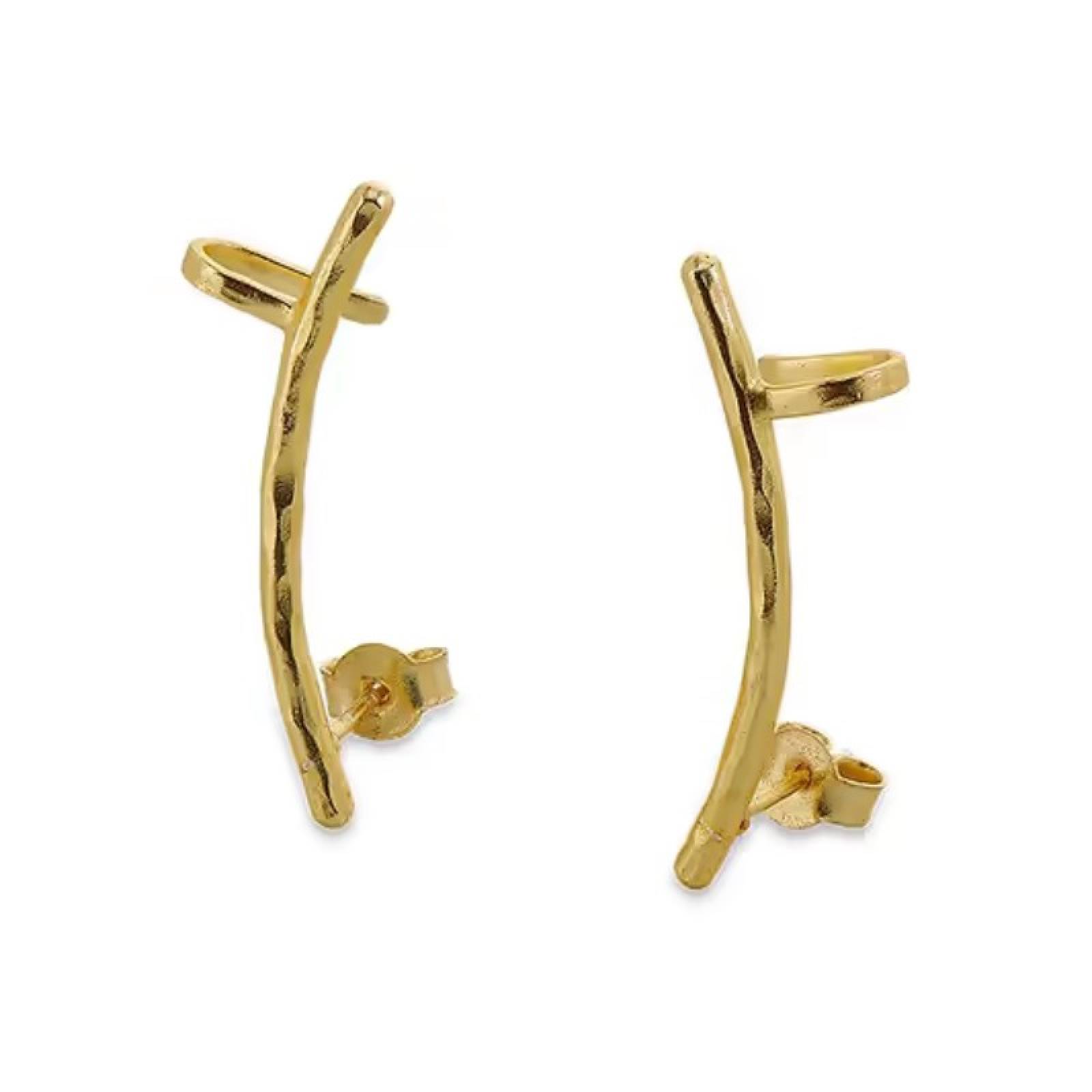 Chandpara Ear Climber Stud Earrings In Gold thumbnails