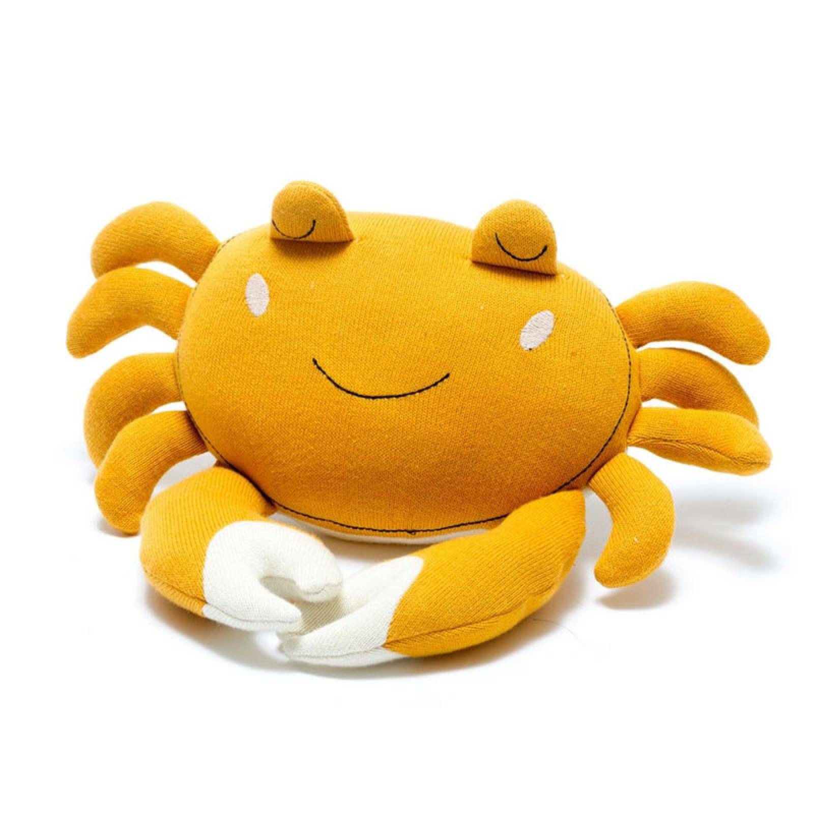 Charlie Crab Knitted Cotton Soft Toy In Mustard 0+